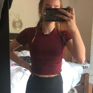 red and black crop top